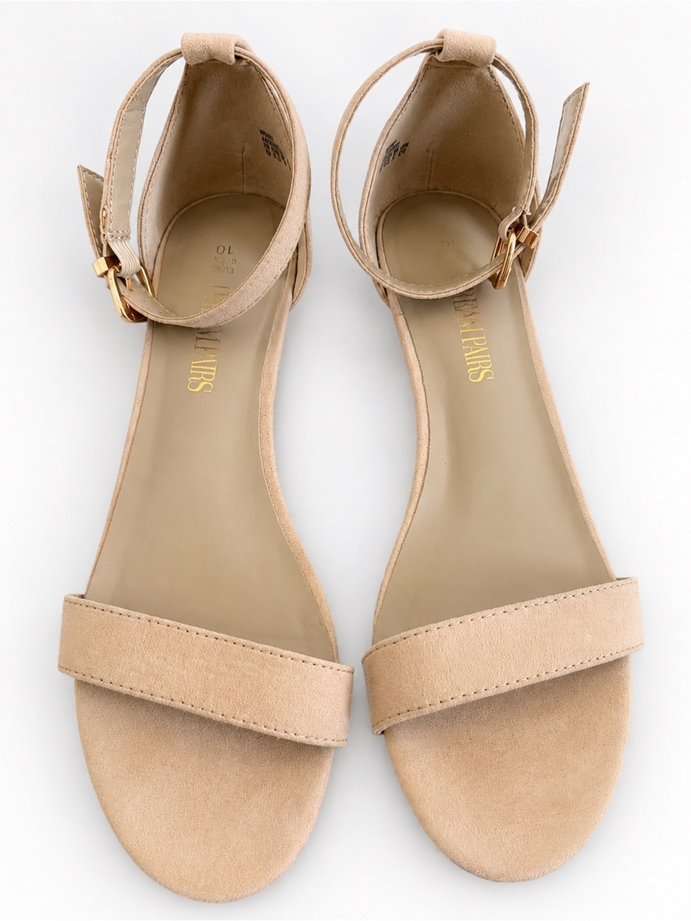 Dream Pairs Ingrid Nude Suede Ankle Strap Low Wedge Sandals Size 10